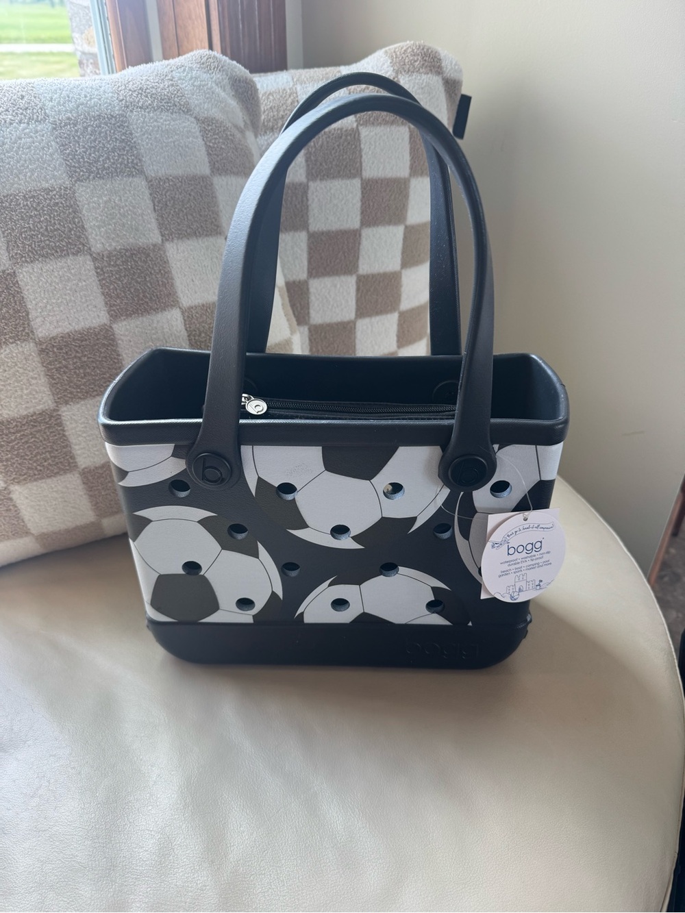 BOGG SOCCER  “LETS KICK IT” BLACK/WHITE/ TOTE NEW BITTY BOGG BAG